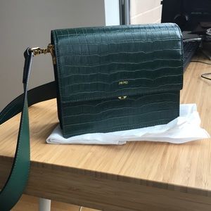 JW Pei faux croc green purse